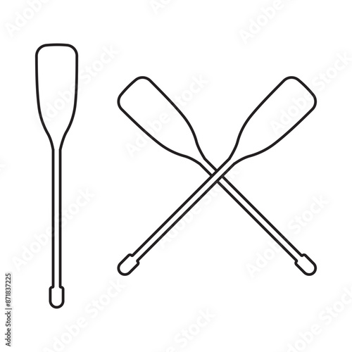 Crossed canoe paddles thin line vector icon, Crossed boat paddles vector icon outline set. Water oars icon. oars glyph icon	