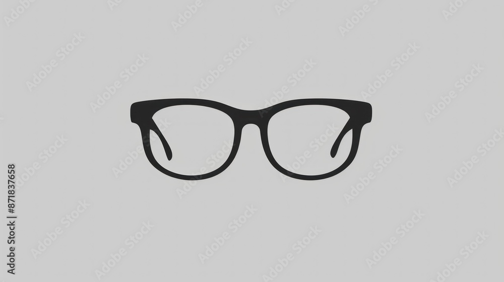 Simple Black Glasses Icon on a Grey Background Simple Black Glasses Icon on a Grey Background