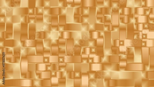 Orange and gold geometric rectangles and squares abstract background with seamless looping
