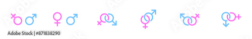 Male and female symbols, gender icons set. Man and woman gender. Sex or gender icon. Vector EPS 10