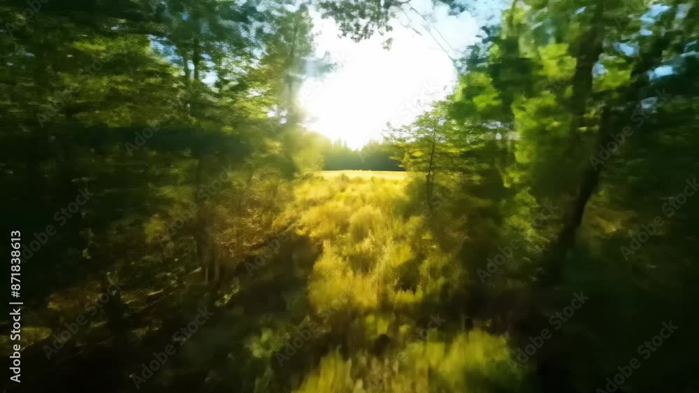 Sunlight Through Trees in a Summer Forest Sunlight Through Trees in a Summer Forest