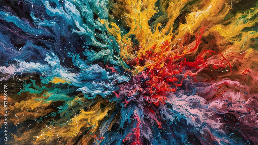 custom made wallpaper toronto digitalColorful Abstract Texture Art with Elements of Fire and Water in Bright Shades