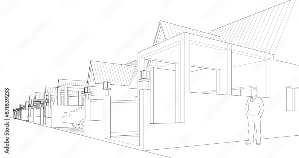 traditional residential architecture 3d illustration traditional residential architecture 3d illustration