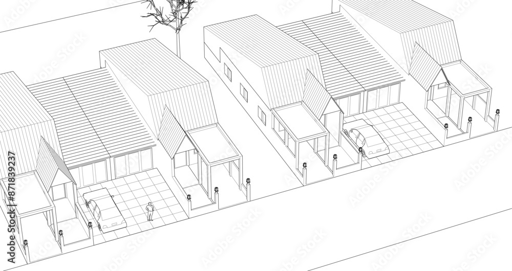 traditional residential architecture 3d illustration traditional residential architecture 3d illustration