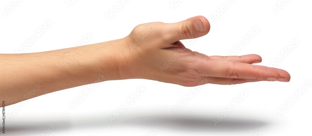 An elegant hand with an open gesture, isolated on a white background with a clipping path for a copy space image. An elegant hand with an open gesture, isolated on a white background with a clipping path for a copy space image.