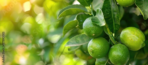Wallpaper Mural Close-up of ripe limes on a garden tree branch with available copy space image. Torontodigital.ca