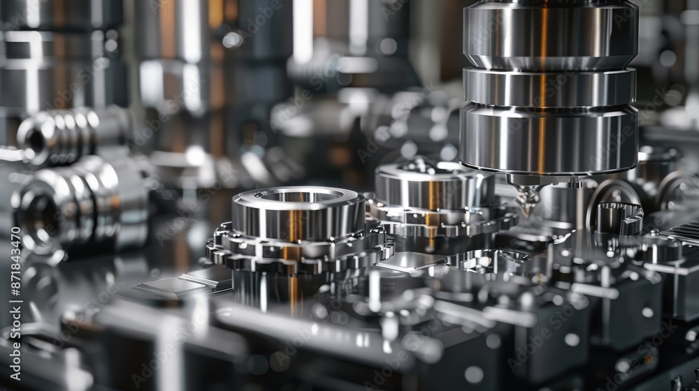 Fototapeta premium Utilizing modern CNC milling machine cutters in automated Industry 4 0 concept
