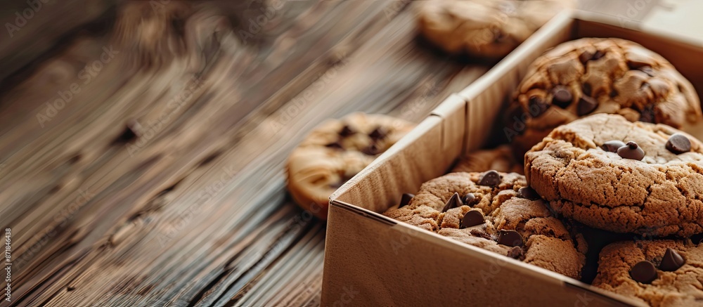 Cookie bread displayed in a box on a wooden table, creating a charming scene with copy space image available. Cookie bread displayed in a box on a wooden table, creating a charming scene with copy space image available.