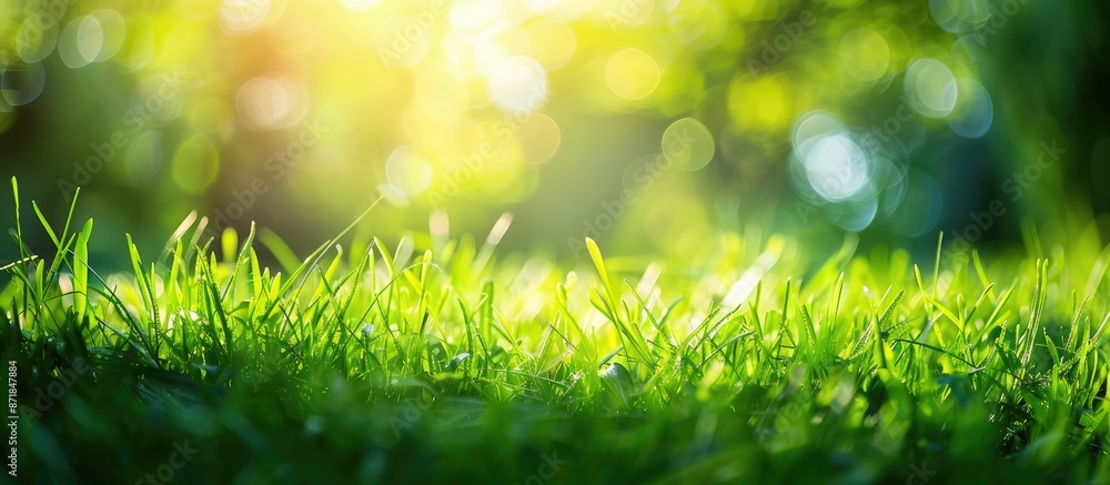 Obraz premium Close-up of vibrant young grass on a green meadow, with ample copy space image.