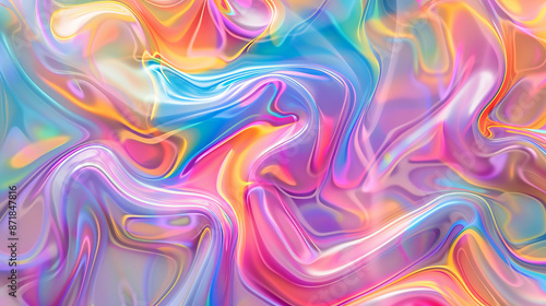 Colorful, fluid background with smooth transitions of iridescent colors, creating a vibrant, rainbow-like backdrop.