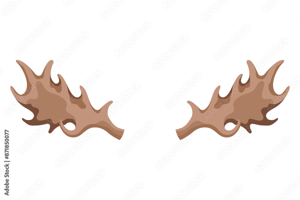 Horns. Hunting trophy. Vector horned wild animal. Pairs of antlers. Vector illustration of hunted animal, wildlife decoration concept Horns. Hunting trophy. Vector horned wild animal. Pairs of antlers. Vector illustration of hunted animal, wildlife decoration concept