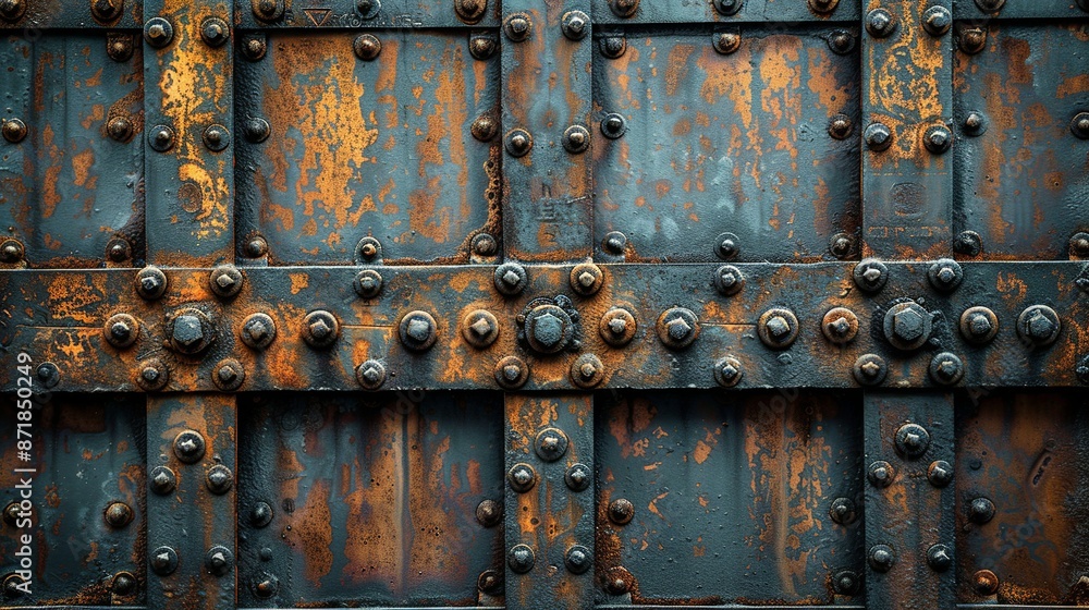 Industrial steel with rivets, creating a rugged backdrop for machinery and equipment visuals. , Minimalism, Industrial steel with rivets, creating a rugged backdrop for machinery and equipment visuals. , Minimalism,