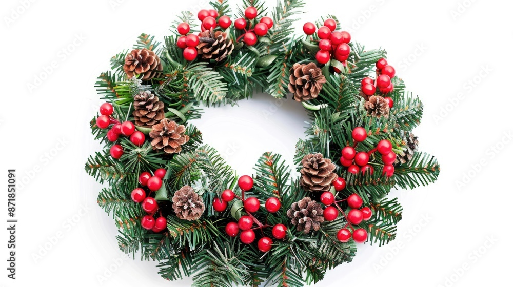 Festive wreath isolated on white background Festive wreath isolated on white background