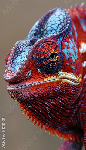 Intricate close up of a chameleon s mesmerizing eye captured in stunning macro photography photo