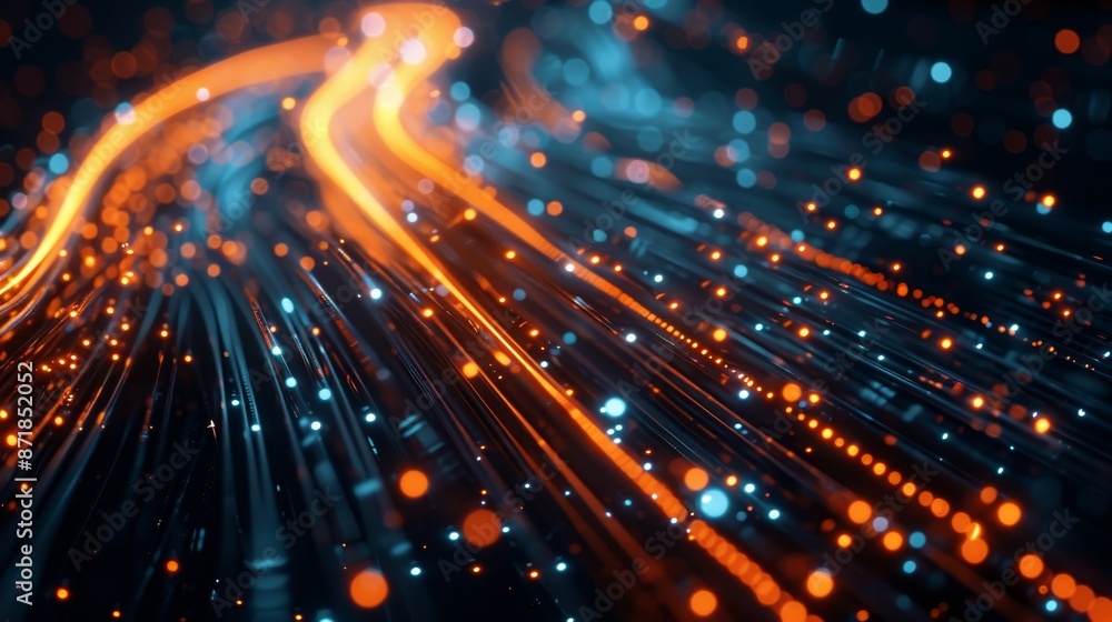 Naklejka premium Vibrant data cables transferring information in the background for enhanced connectivity