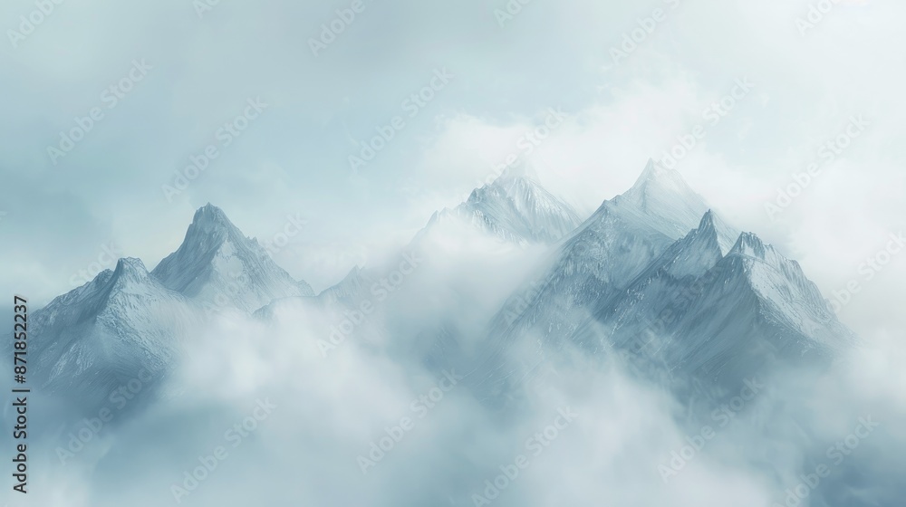 Mountain covered fog landscape Mountain covered fog landscape