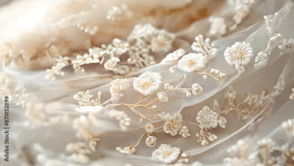 Photo real for Detailing the intricate embroidery on the veil Close-up shots showcasing the exquisite embroidery work on bridal veils in wedding theme Photo real for Detailing the intricate embroidery on the veil Close-up shots showcasing the exquisite embroidery work on bridal veils in wedding theme