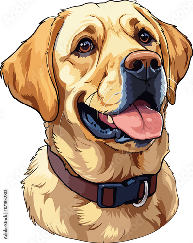 Cartoon of yellow labrador retriever head isolated on white background