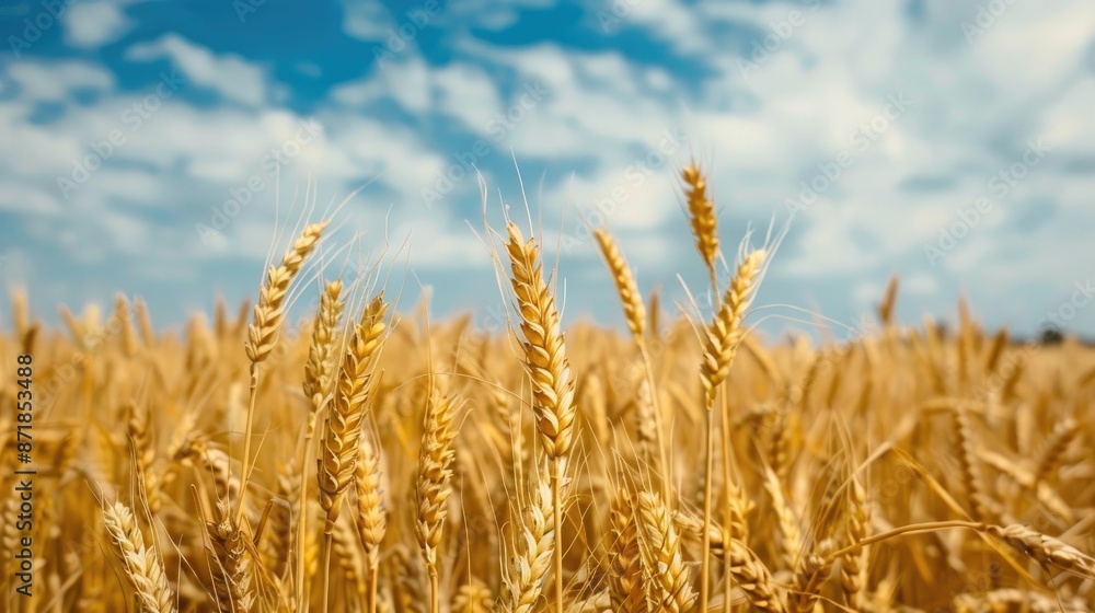 Field of wheat under blue sky Field of wheat under blue sky