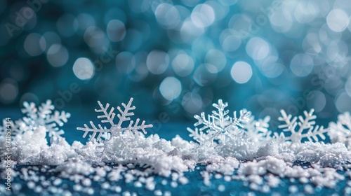 Snowflake Christmas Wallpaper. Natural, Icy Winter Banner with copy-space. © sania