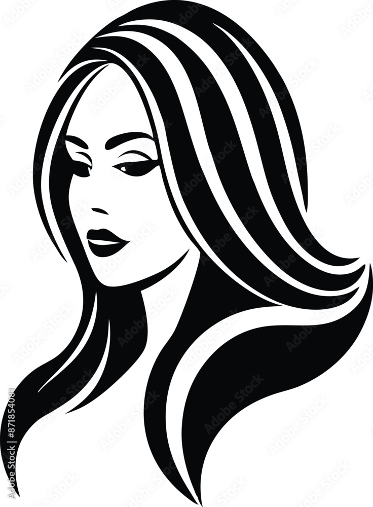 Women beauty logo illustration black and white Women beauty logo illustration black and white