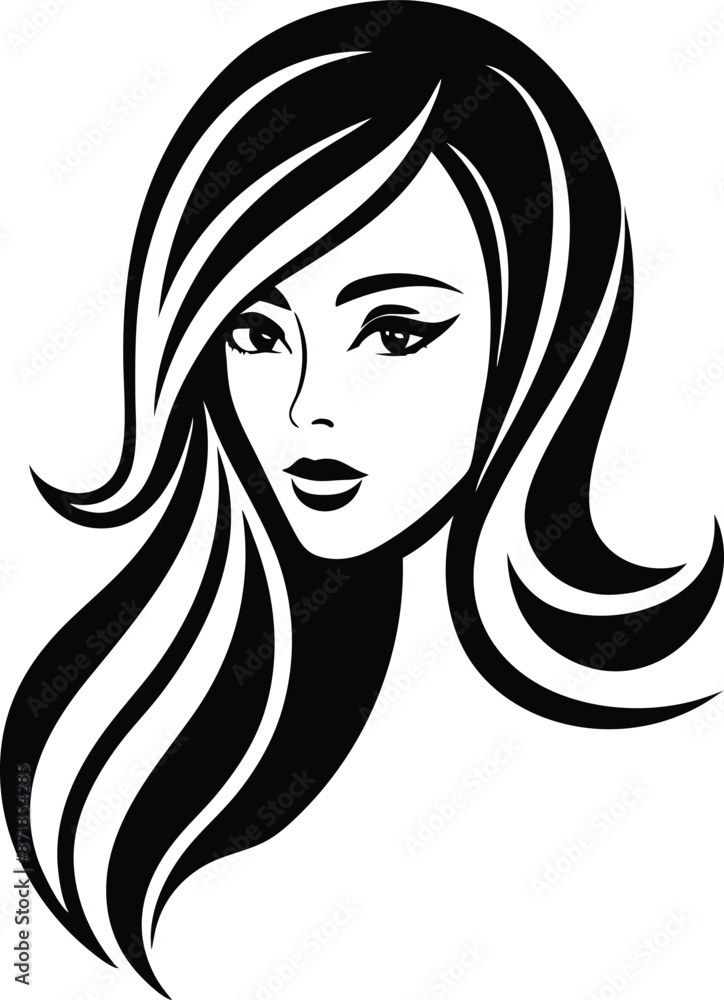 Women beauty logo illustration black and white Women beauty logo illustration black and white