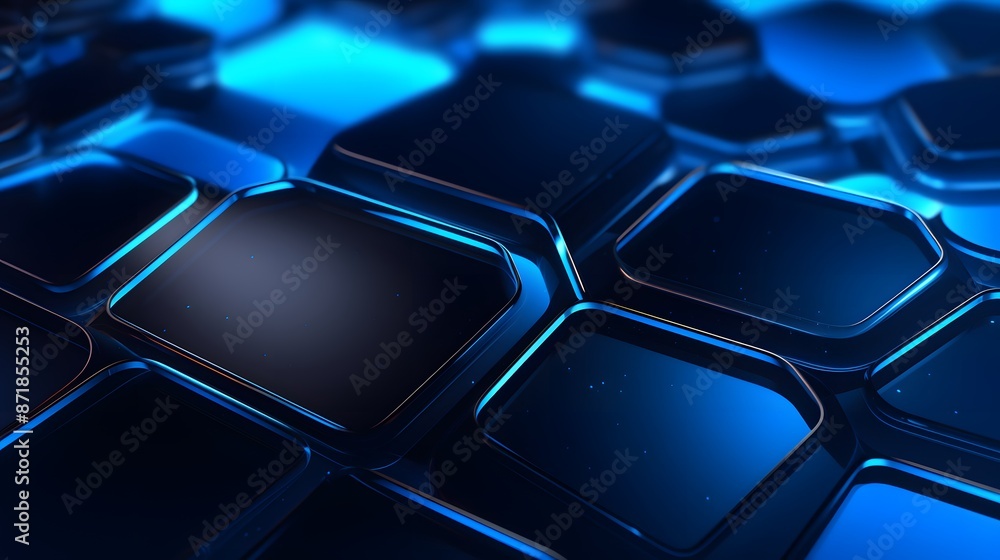 3d rendering of blue and black abstract geometric background. Scene for advertising, technology, showcase, banner, game, sport, cosmetic, business, metaverse. Sci-Fi Illustration. Product display 3d rendering of blue and black abstract geometric background. Scene for advertising, technology, showcase, banner, game, sport, cosmetic, business, metaverse. Sci-Fi Illustration. Product display