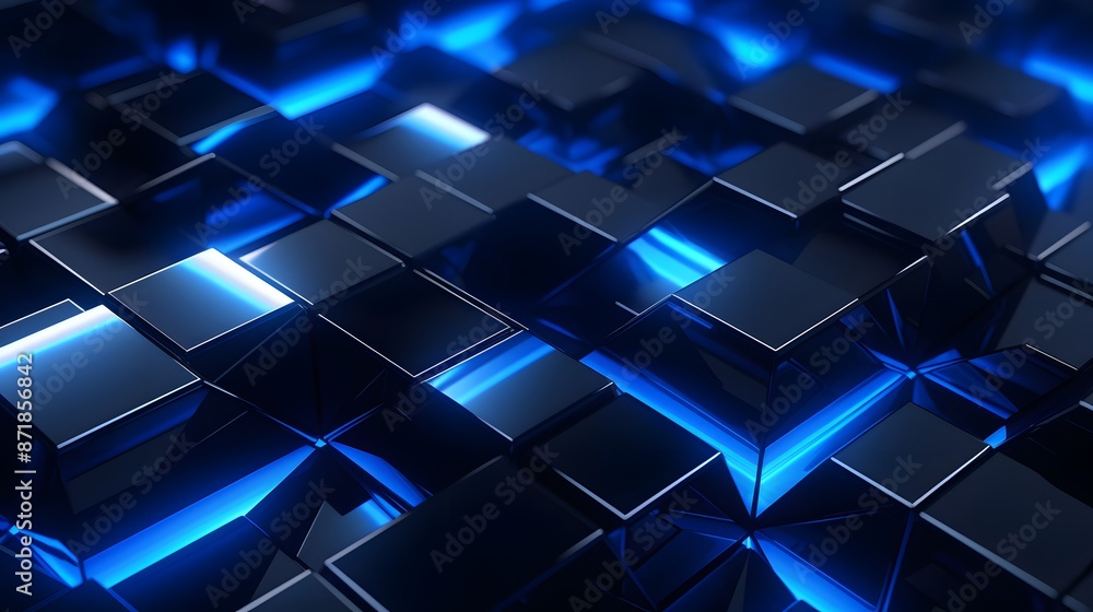 3d rendering of blue and black abstract geometric background. Scene for advertising, technology, showcase, banner, game, sport, cosmetic, business, metaverse. Sci-Fi Illustration. Product display 3d rendering of blue and black abstract geometric background. Scene for advertising, technology, showcase, banner, game, sport, cosmetic, business, metaverse. Sci-Fi Illustration. Product display