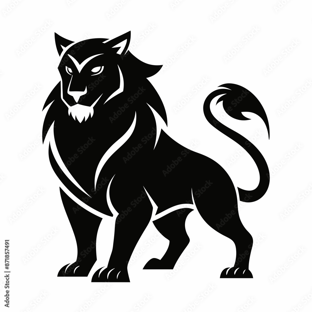 Fototapeta premium Animal logo icon black shape white background