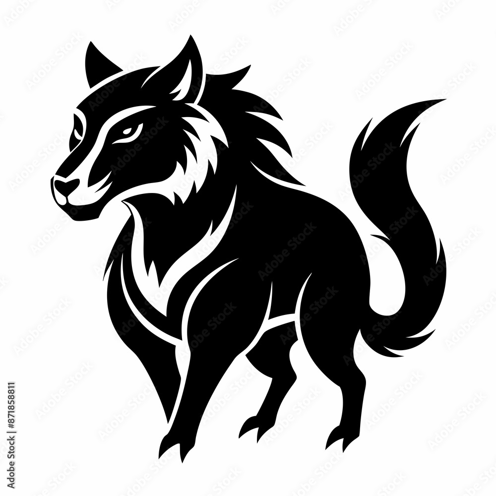 Fototapeta premium Animal logo icon black shape white background