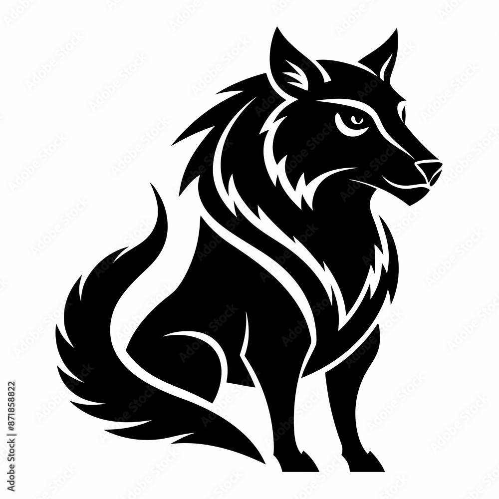 Fototapeta premium Animal logo icon black shape white background