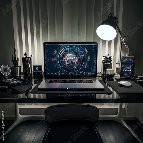 Creative Workspace with High-Tech Tools photo