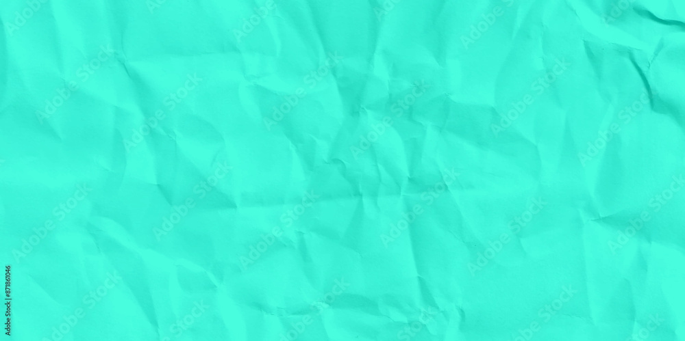Obraz premium Texture of crumpled parchment or paper. Abstract background for design. turquoise paper, Valentine's Day background, craft paper, craft material, festive packaging, blank turquoise background vector.