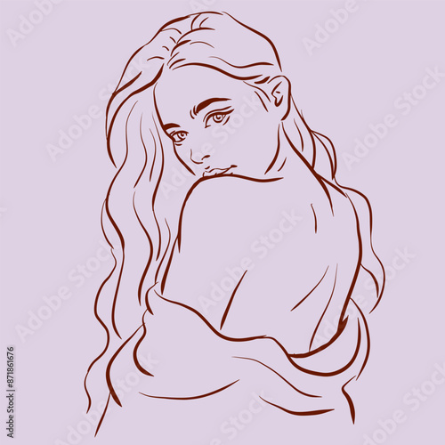 sexy woman in posing vector for card illustration decoration