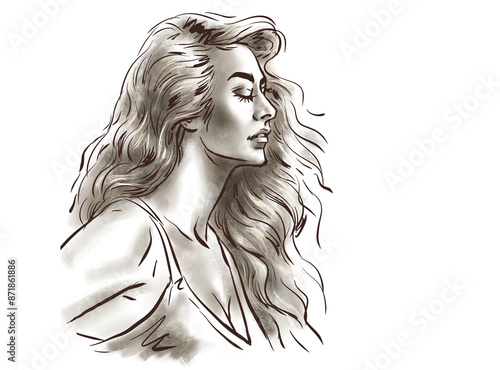 portrait of a woman digital art for illustration card decoration