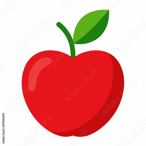  Vibrant Apple Vector Illustration with Stem and Leaf: Ideal for Your Creative Projects