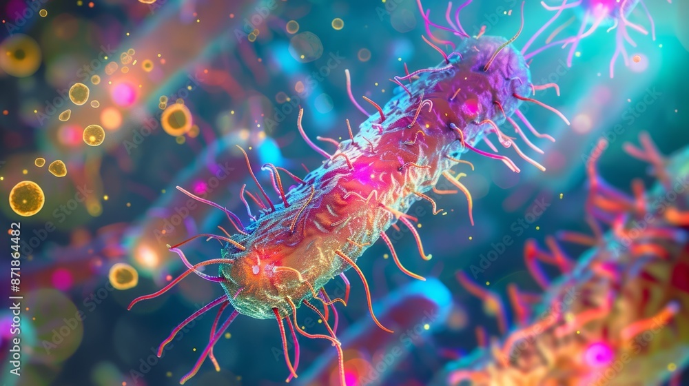 A detailed microscopic examination of the virus, bacteria in the cellular environment. A detailed microscopic examination of the virus, bacteria in the cellular environment.
