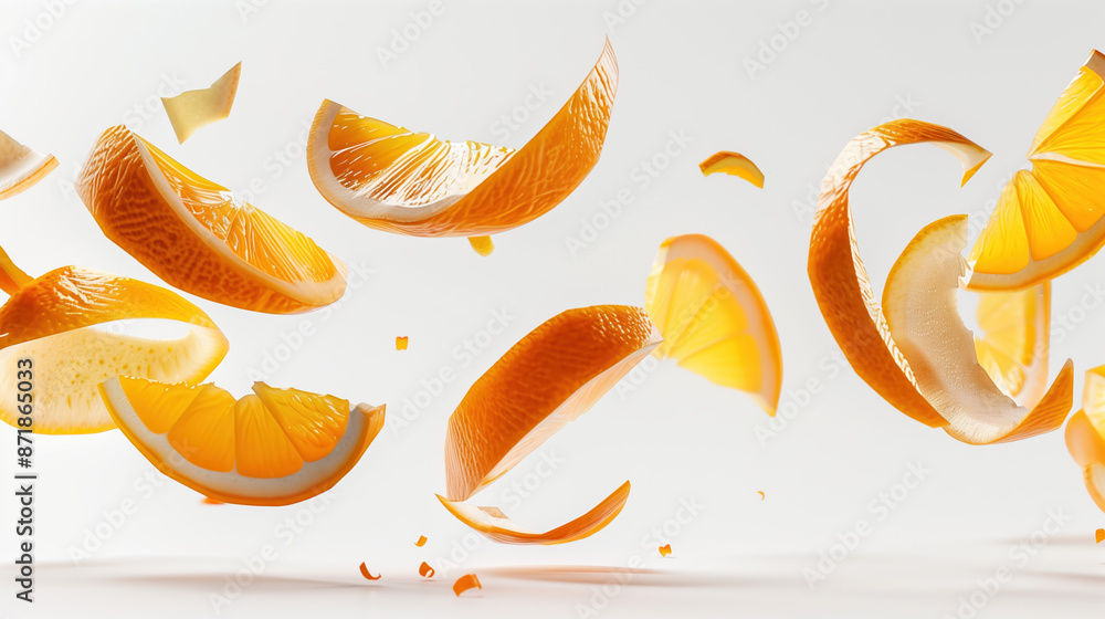 Fresh Citrus Peel Extract for Beauty and Health, Natural Skincare Concept on White Background Fresh Citrus Peel Extract for Beauty and Health, Natural Skincare Concept on White Background