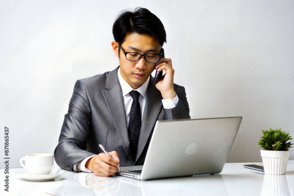 Busy Asian Businessman Managing Tasks on Laptop
Busy Asian Businessman Managing Tasks on Laptop