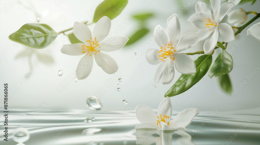 Gentle Neroli Extract for Skin Calm and Balance on Pure White Background Gentle Neroli Extract for Skin Calm and Balance on Pure White Background