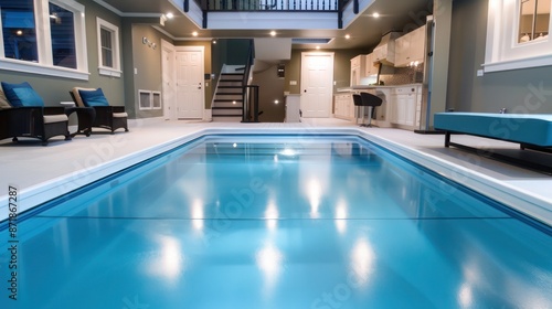 quamarine rubber flooring in a basement pool area, offering a waterproof and slip-resistant surface © Aeman