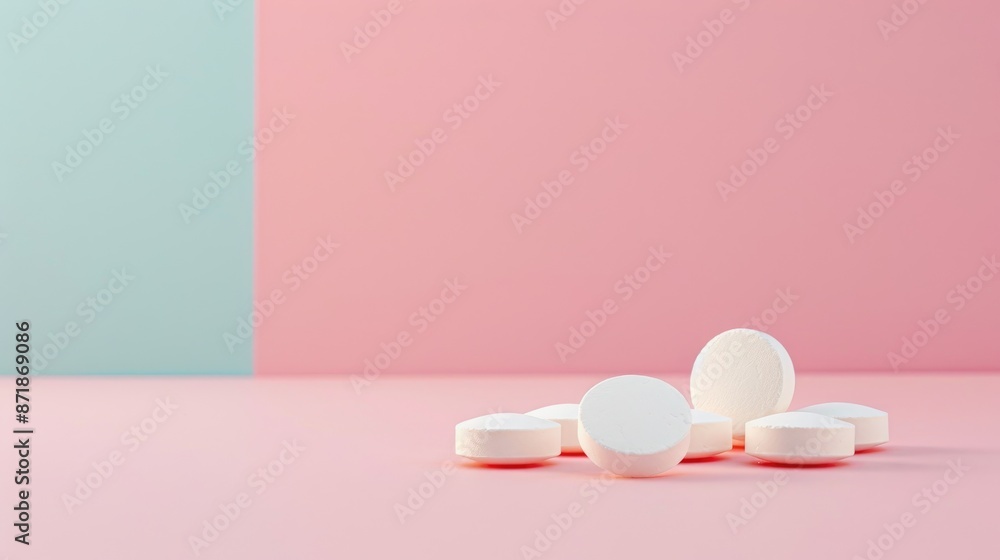 Fototapeta premium Zonisamide pharmaceutical tablets with copy space for medical concepts