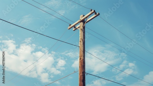 Wallpaper Mural Wooden post with overhead cables Torontodigital.ca