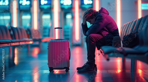 The traveler with luggage photo