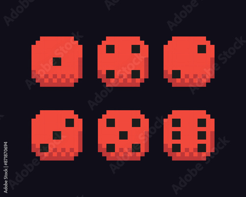 Casino 8 bit icon, Dice pixel item for game interface, Dice game element resource.