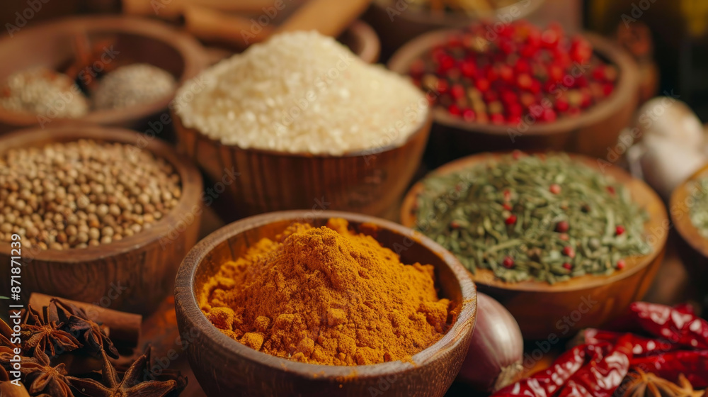 Colorful Array: The spices offer a vibrant and colorful display, each contributing its distinct aroma and flavor profile to culinary creations.
Colorful Array: The spices offer a vibrant and colorful display, each contributing its distinct aroma and flavor profile to culinary creations.