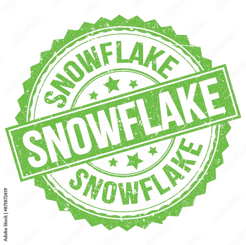 SNOWFLAKE text on green round stamp sign SNOWFLAKE text on green round stamp sign