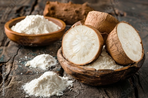 Brazilian cassava flour known as polvilho carimã or gum Cuisine and ingredients from Brazil and the Northeast photo