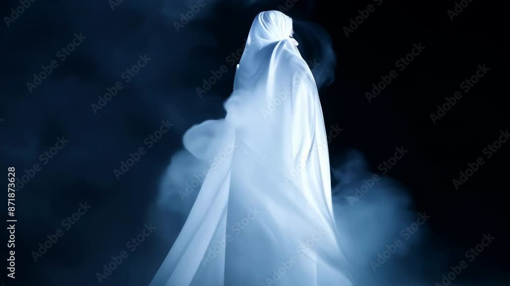 Ghostly figure emerging from shadows - Halloween atmosphere Ghostly figure emerging from shadows - Halloween atmosphere