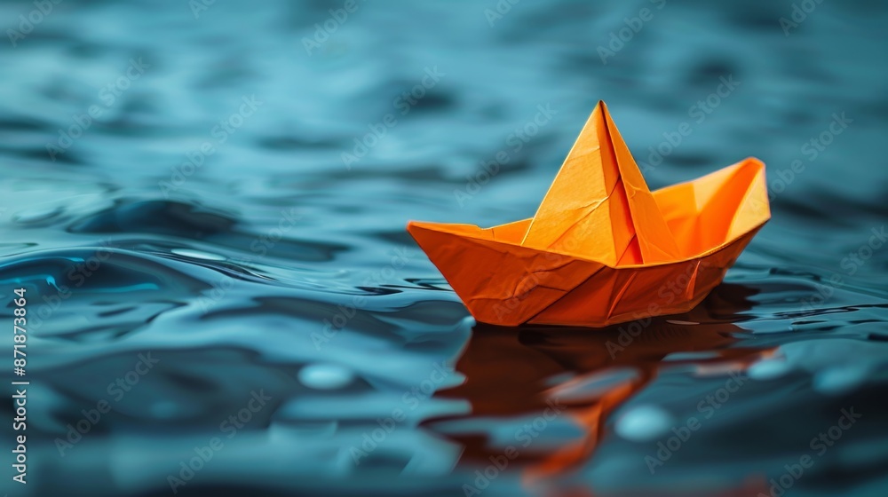 A paper boat is floating on the water A paper boat is floating on the water